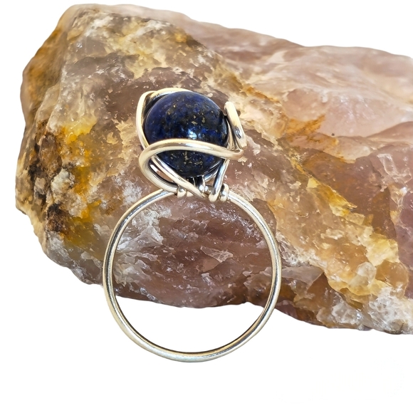 Handmade✨'Lapis Ivy'🌿Wire-wrapped Lapis Lazuli Bead Size 9.5 - Picture 3 of 4